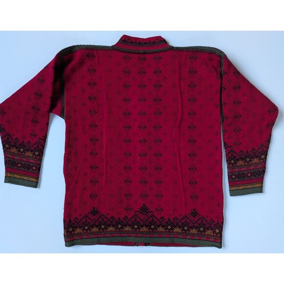 Dale Of Norway Womens 100% Wool Red Black Cardigan Sweater Size M - Picture 2 of 3